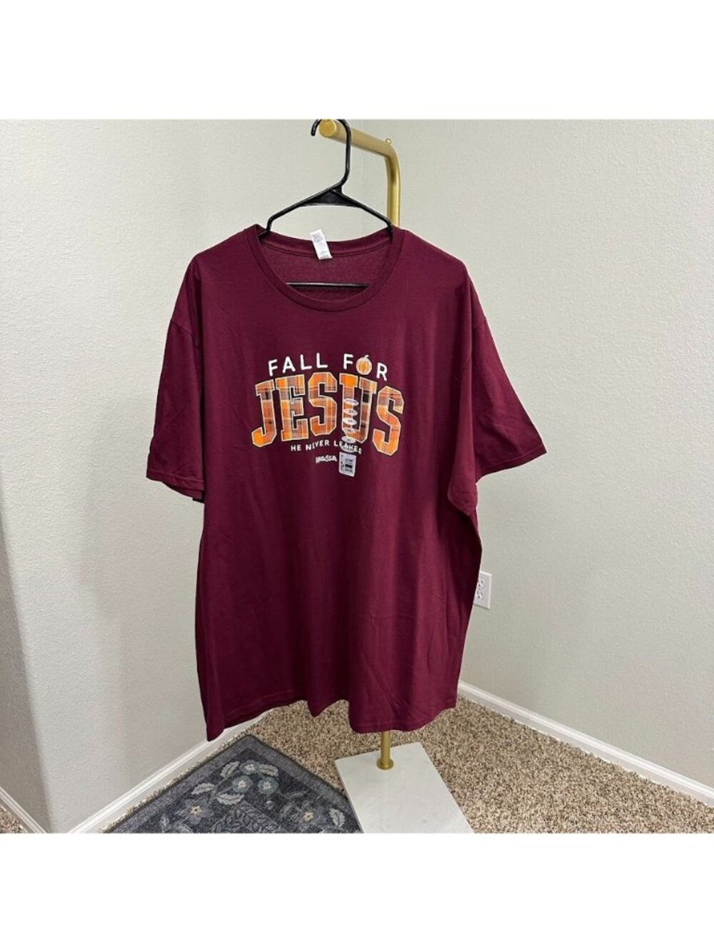 Kerusso Fall For Jesus Short Sleeve Graphic Tee Autumn Womens Plus size 3x NEW